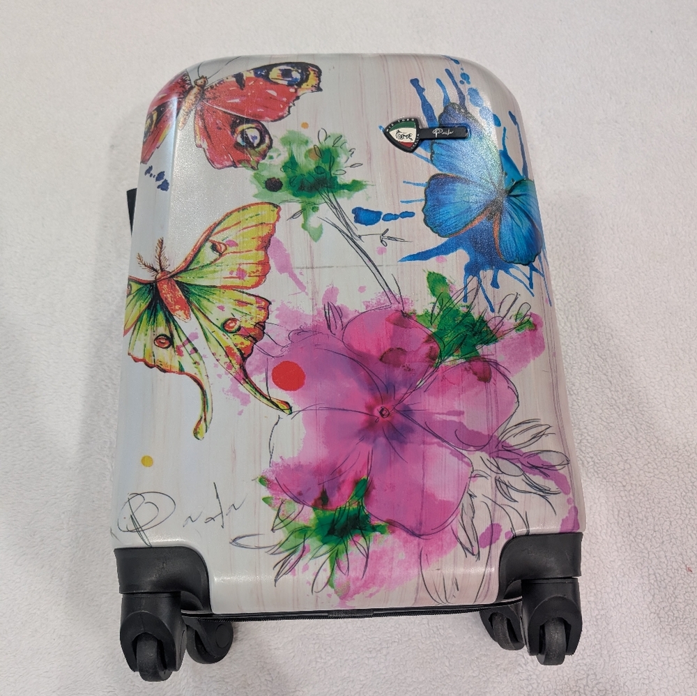 Colorful Butterfly and Floral Suitcase